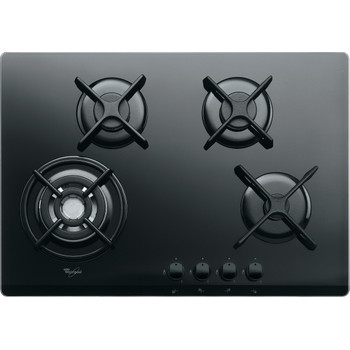 WHIRLPOOL AKT 5000/NB – Plaque de cuisson gaz 4 feux sur verre noir 73 cm