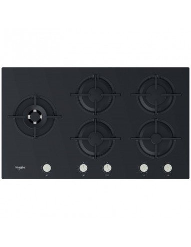 WHIRLPOOL GOA 925/NB – Plaque de cuisson gaz 5 feux verre noir 90 cm